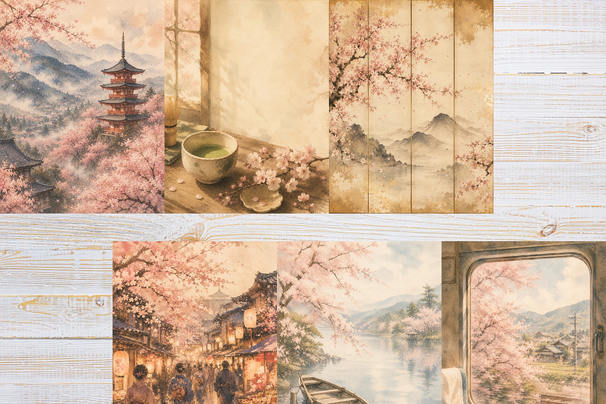36 Japan Junk Journal Pages, a Background Graphic by LA Design (Photo 3 of 10)