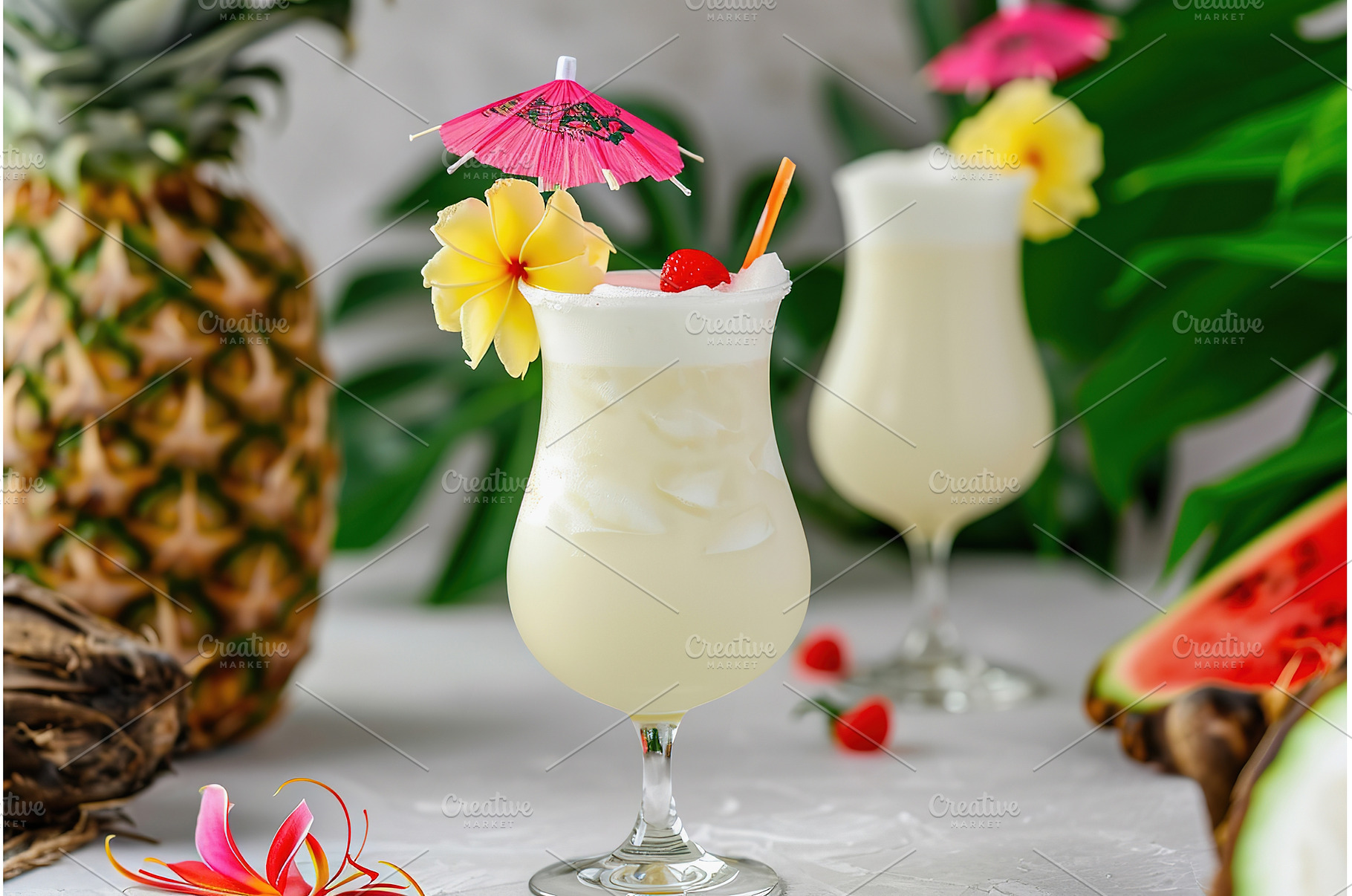 Tropical Pina Colada Cocktail with, a Food & Drink Photo by Lermont51