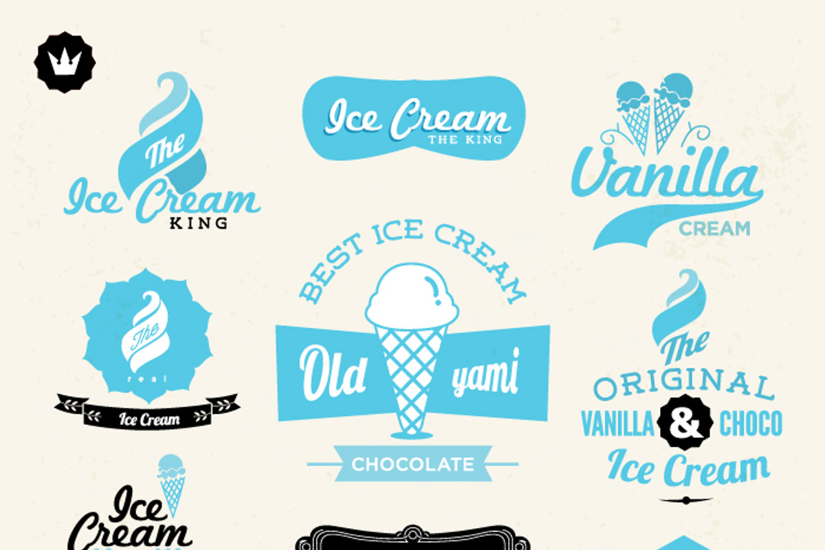 Retro, vintage Ice cream labels, a Food Illustration by Noka Studio (Photo 1 of 2)