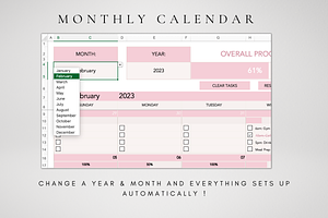 Monthly Planner & Calendar Excel