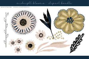 MIDNIGHT BLOOMS CLIPART BUNDLE DH