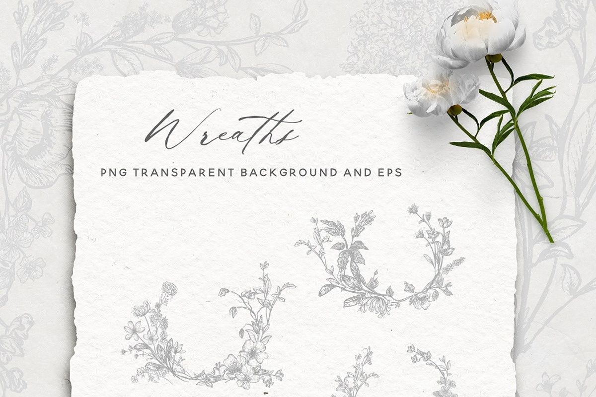 Line Art Wildflowers Clipart, a Decorative Illustration by BlumenSoul (Photo 3 of 9)