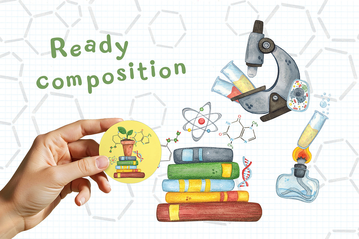 Science for kids watercolor clip art, an Object Illustration by DemiLena (Photo 5 of 18)