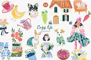 Cozy life clipart bundle, a Decorative Illustration by Patishop Art