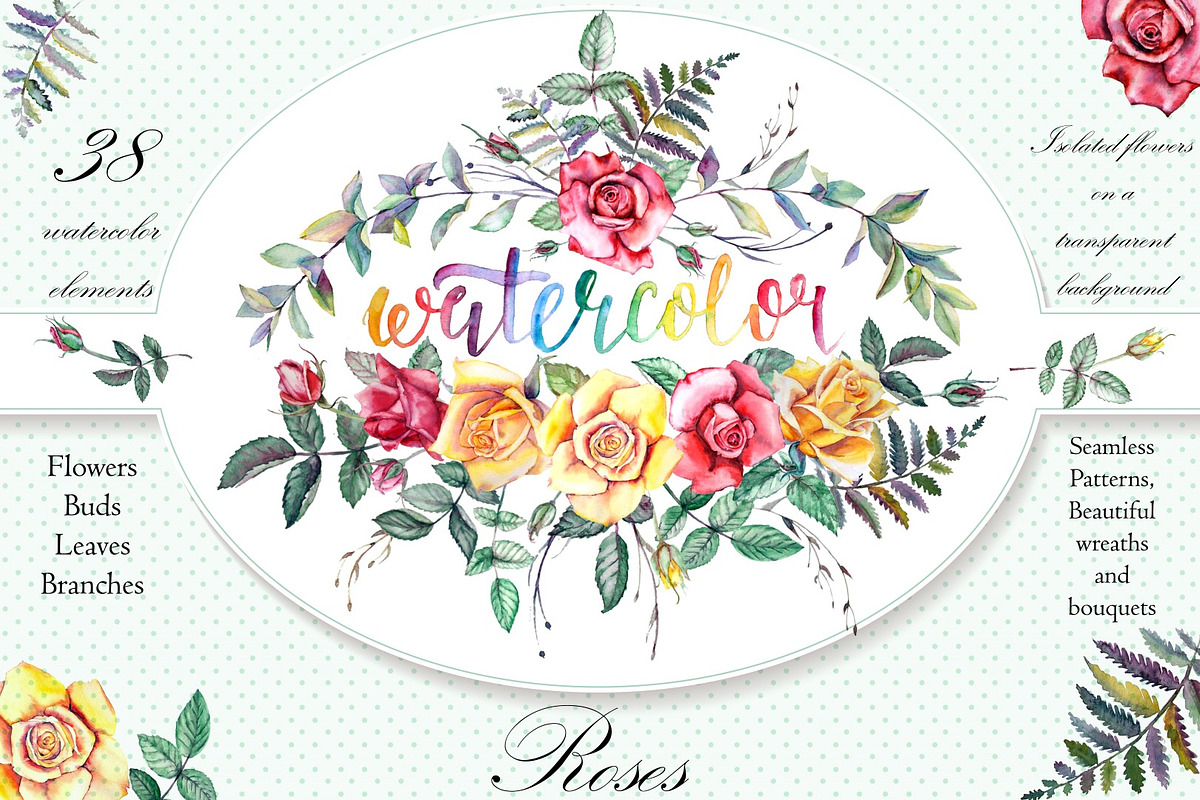 Watercolor Flowers Clipart - Roses, a Decorative Illustration by artabramova (Photo 1 of 10)