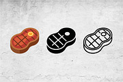 Grilled Steak Icon Set Vector, an Outline Icon by Artonix (Thumbnail 2 of 2)