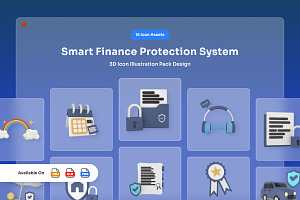 Finance Protection System 3D Icons, a Finance Illustration by twinstd