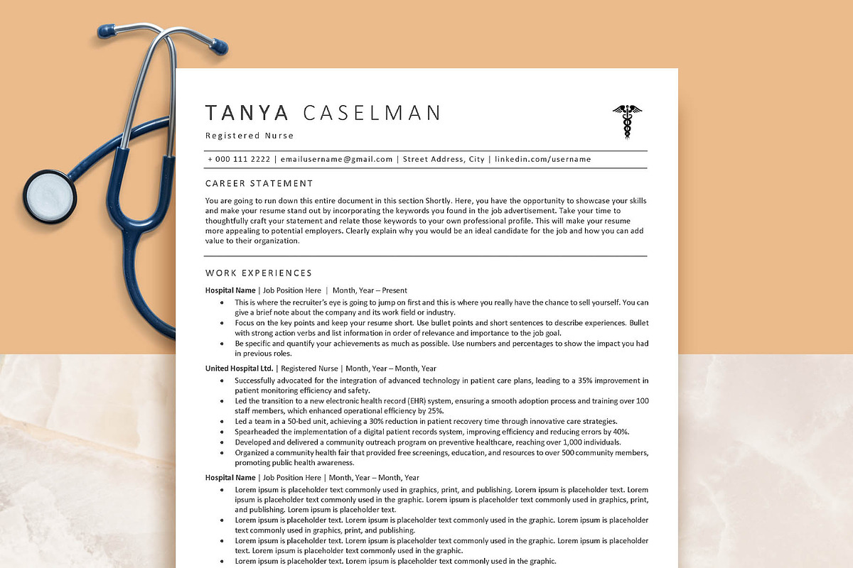 Nurse Resume Template, a Resume Template by VictoriousVita (Photo 1 of 7)