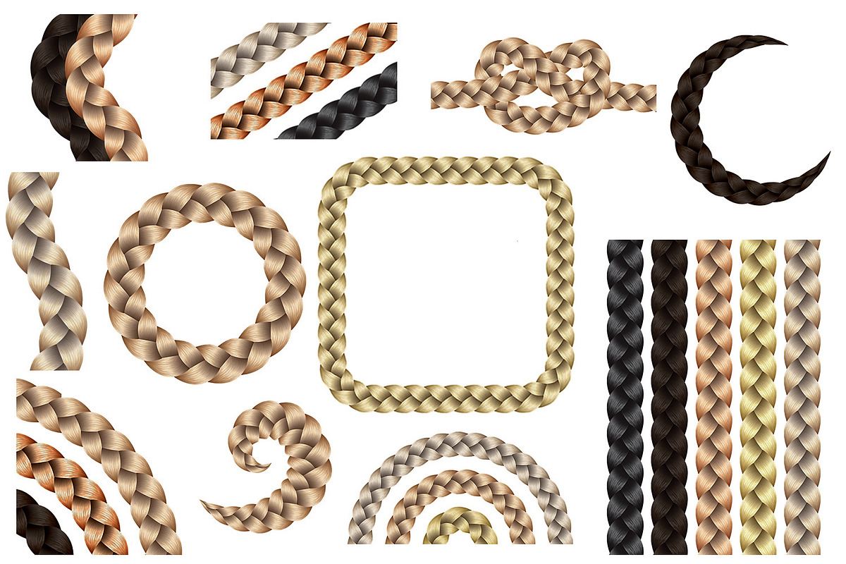 11 Vector Braided Hair Bundle, an Object Illustration by Kseniya-Omega (Photo 2 of 6)