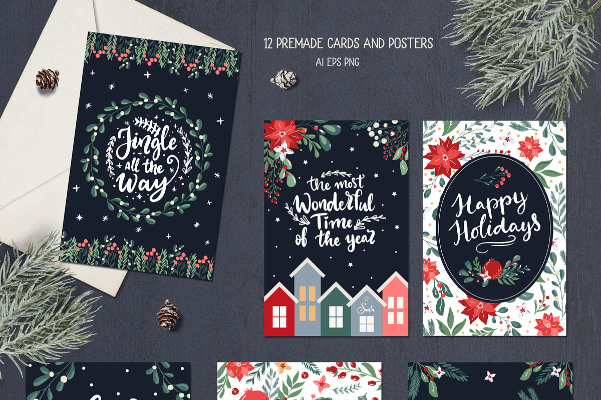 Christmas Florals Bundle, a Decorative Illustration by Cozy pattern shop (Photo 10 of 13)