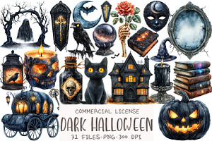 Black Halloween Sublimation Clipart, an Illustration by OK Design
