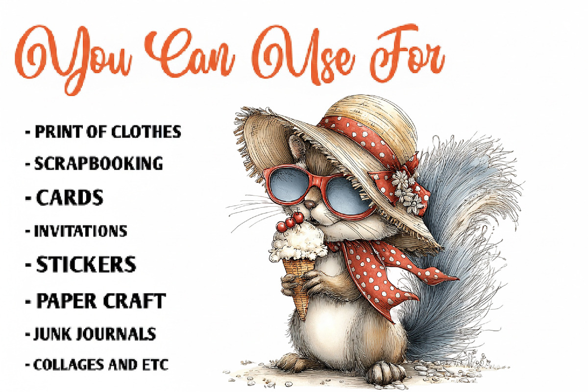 Whimsical Funny Summer Squirrel, a Seasonal Illustration by CreationArt (Photo 5 of 7)