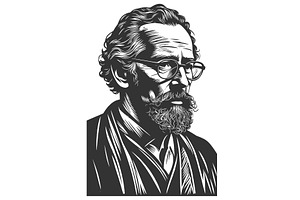 Bearded Intellectual Man vector, an Illustration by AlexArt
