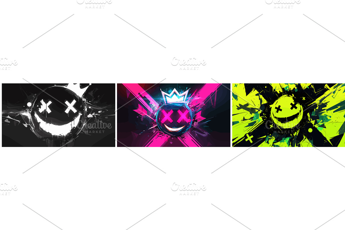 smiley color grunge background, an Illustration by Stock-Smart-Start