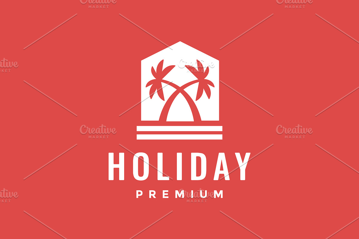 house with coconut trees  logo, a Branding & Logo Template by devastd