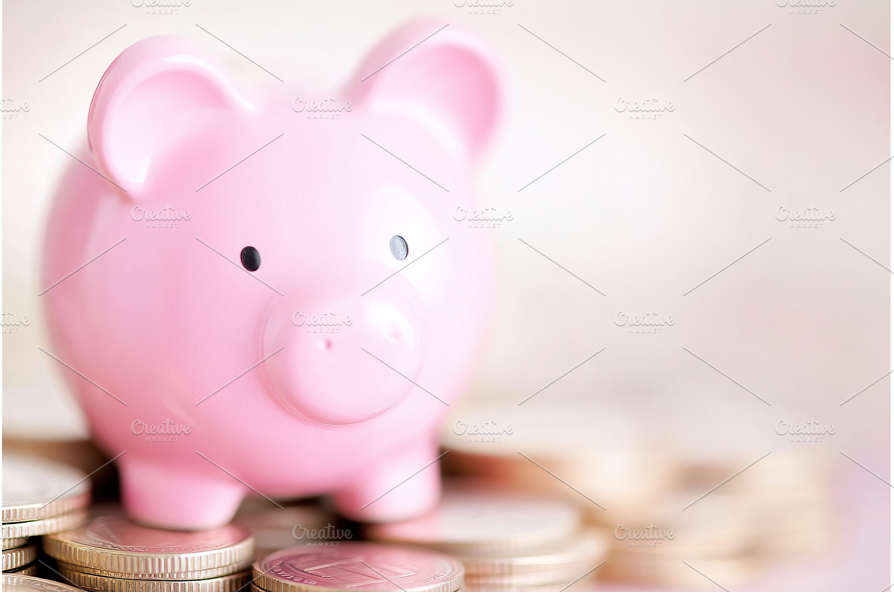 Pink Piggy Bank Sitting Atop a Stack, a Business Photo by Lermont51
