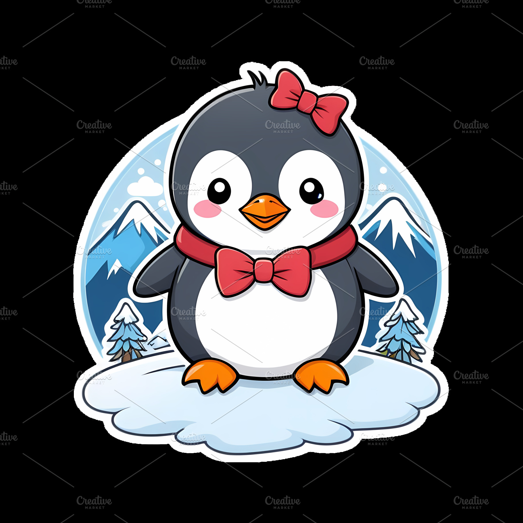 Cute Penguin with mountains clipart, an Animal Photo by Traffic Store