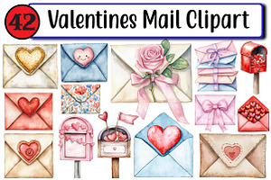 Valentines Mail Clipart, an Illustration by Design Market