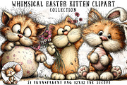 Whimsical Easter Kitten Clipart, an Illustration by OK Design (Thumbnail 1 of 6)