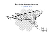 Shark Line Art PNG SVG, an Animal Illustration by ArtGiftsStudio (Thumbnail 5 of 5)