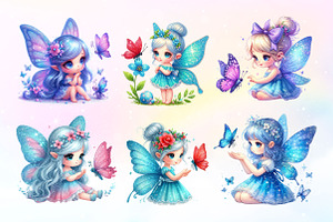 Cute Fairy With Butterfly Clipart