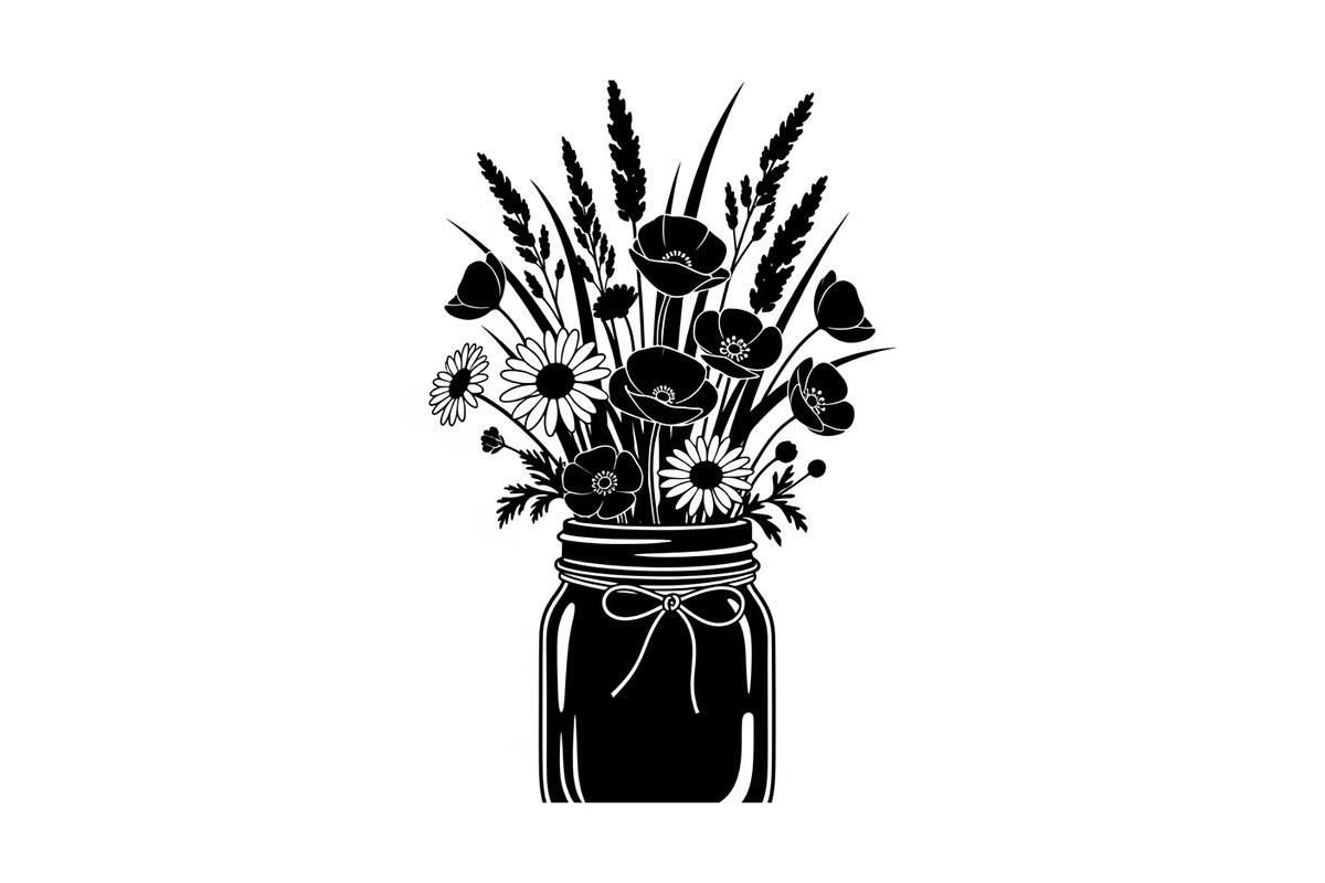 Wildflower Mason Jar SVG Bundle, an Illustration by Designs_River (Photo 18 of 31)