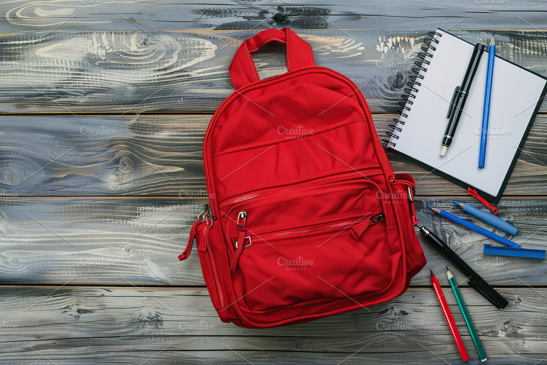 Modern school backpack with copyspace for text. Back To School c, a School & Education Photo by AlyaAnd