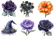 Halloween Flowers Clipart, a Work Illustration by cherrydesign (Thumbnail 3 of 3)