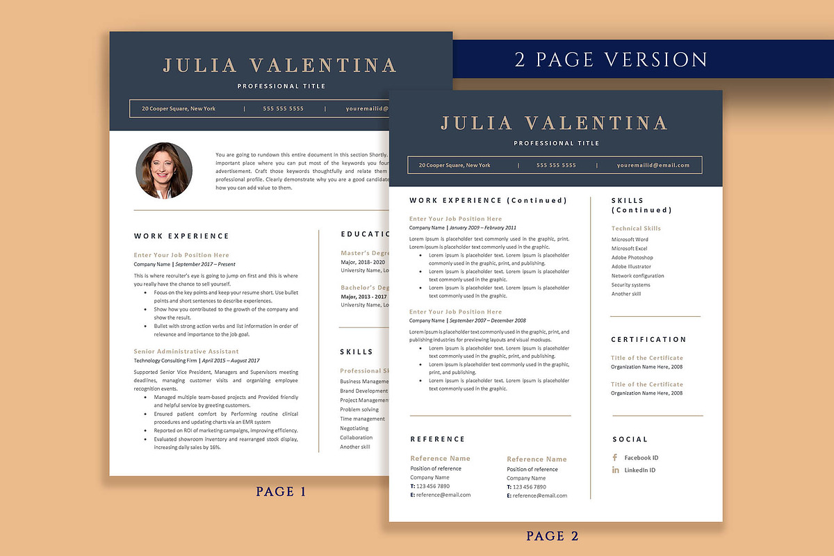 Clean Professional Resume Template, a Resume Template by VictoriousVita (Photo 3 of 8)