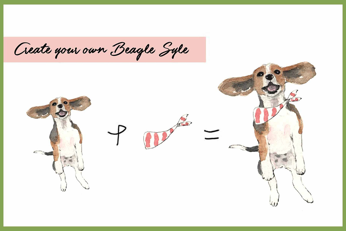 Beagle Clipart Digital Paper, an Animal Illustration by VianneArt (Photo 7 of 7)
