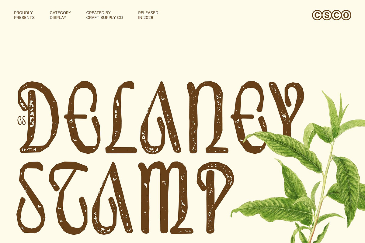 CS Delaney Stamp, a Sans Serif Font by Craft Supply Co. (Photo 1 of 8)