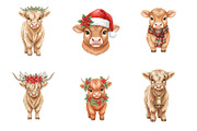 Christmas Highland Cow Clipart PNG, an Illustration by SinaCreation (Thumbnail 3 of 7)