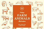 Vintage Farm Animal Illustrations, a Graphic by FM Era Studio (Thumbnail 1 of 2)