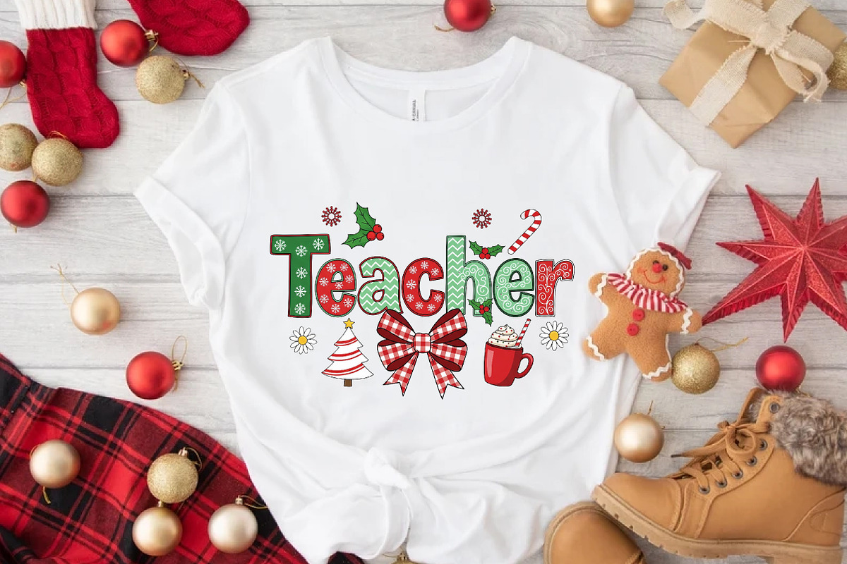 Coquette Teacher Christmas png, an Illustration by DreamArtGraphic (Photo 5 of 5)