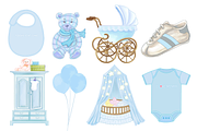 Baby Shower Baby Boy Patterns, an Illustration by Whimseez (Thumbnail 3 of 3)