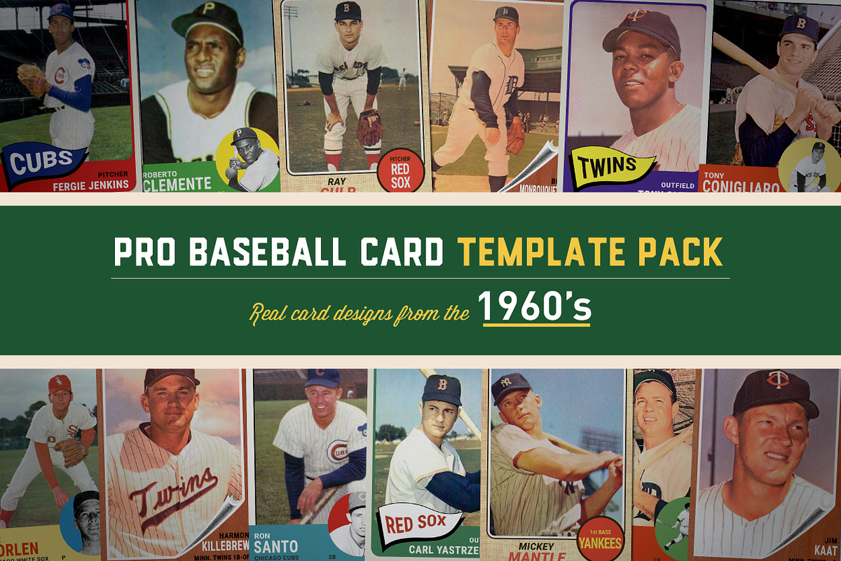 1960's Pro Baseball Card Templates, a Card Template by Chris Weibring (Photo 1 of 11)