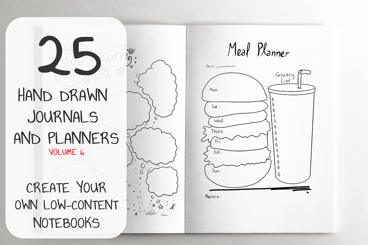 25 Hand Drawn Planners and Journals, a Templates & Theme by Character (Photo 1 of 9)