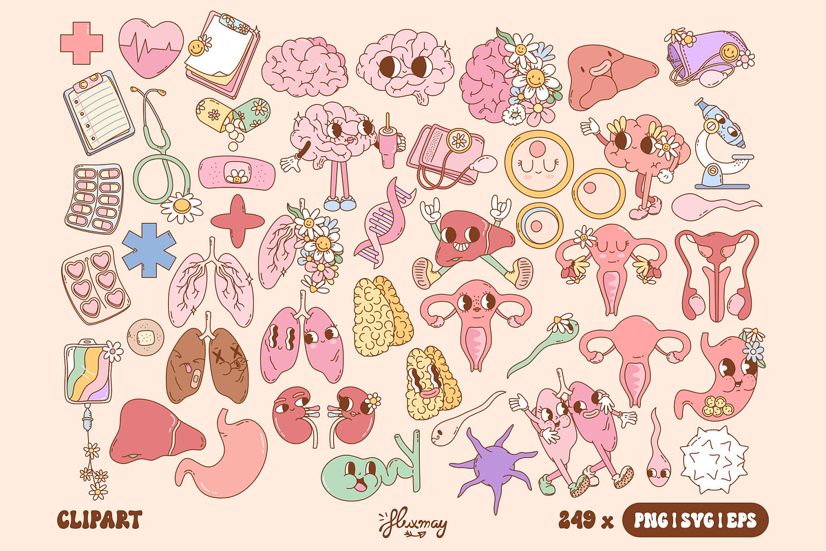 Groovy Retro Nurse Healthcare bundle, a Healthcare Illustration by Huxmay (Photo 5 of 8)