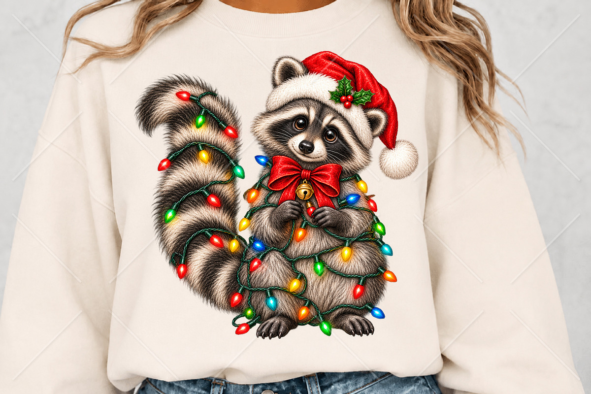Cute Christmas Raccoon Patchwork PNG, a Seasonal Illustration by Canvas Craft (Photo 5 of 6)