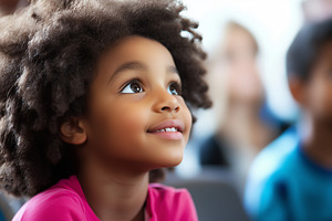 Little black boy listens teacher, a School & Education Photo by MistyDay