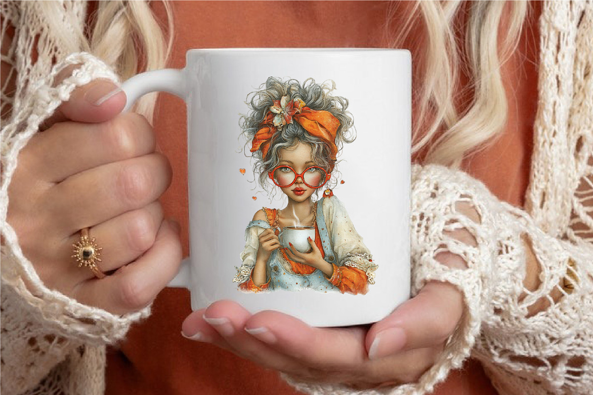 Whimsical Valentine Coffee Girl Clip, an Illustration by designcity5 (Photo 5 of 5)