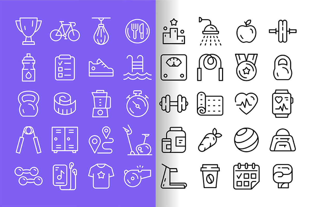 Fitness Icons set, an Outline Icon by Volyk (Photo 1 of 5)