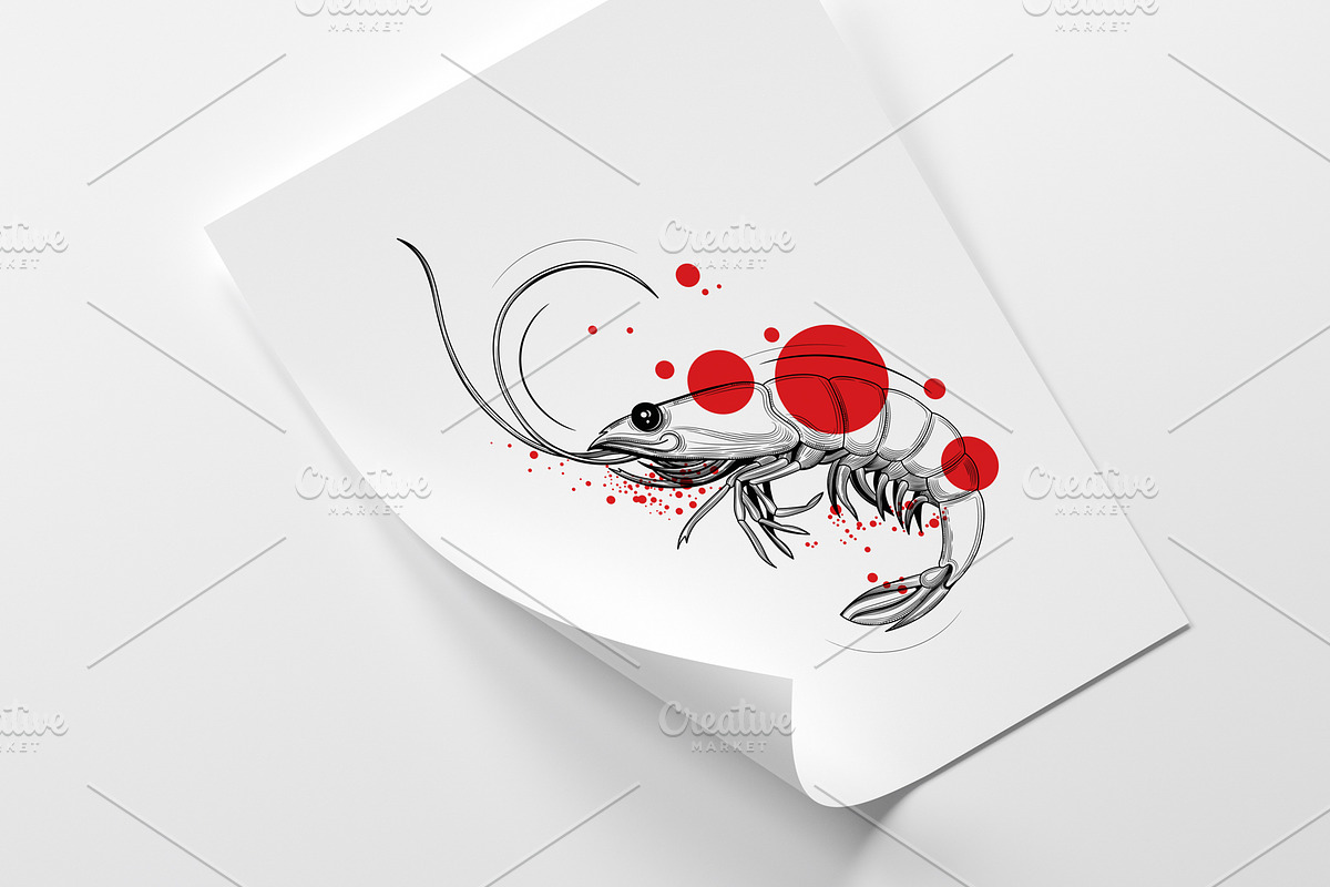 Seafood. Shrimp and lobster., an Animal Illustration by VitalinaGofman (Photo 10 of 13)