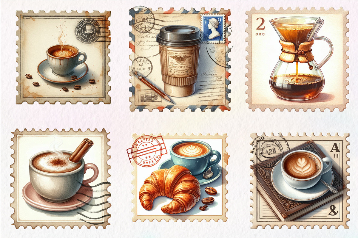 Coffee Old Postage Stamp Clipart, an Illustration by CreationArt (Photo 2 of 5)