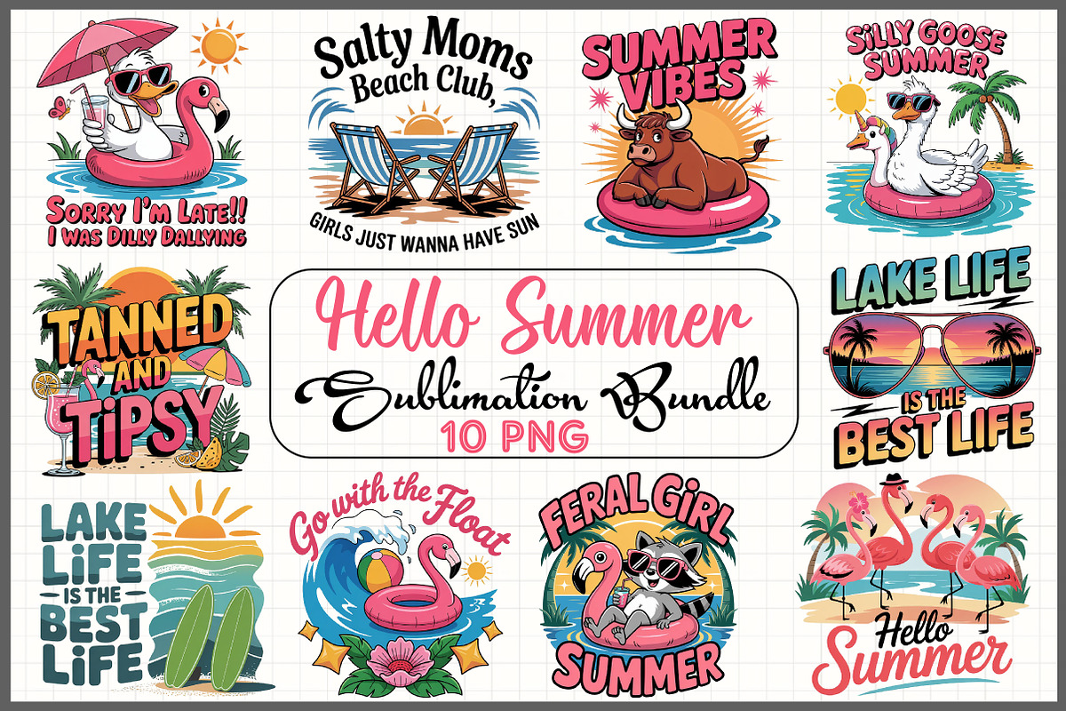 Hello Summer Sublimation Bundle, an Illustration by Libby Wishes (Photo 1 of 11)