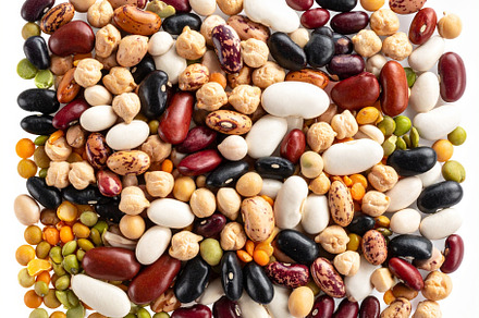 mixed legumes top flat view AI generated