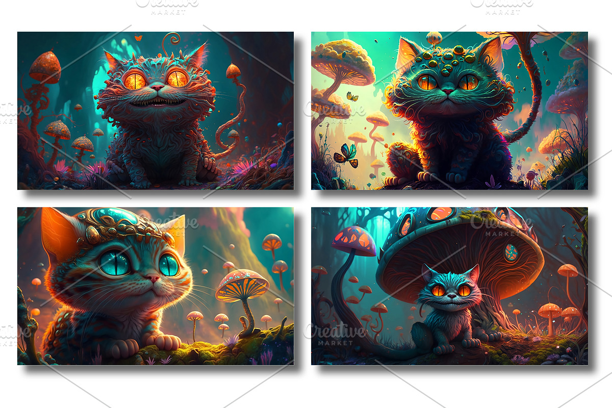 Psychedelic cat. Art., an Animal Illustration by KENO Mascots (Photo 2 of 6)