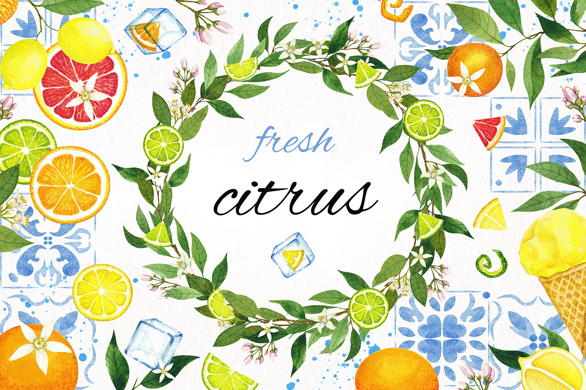 Citrus. Watercolor collection, an Illustration by Kuzya's shop (Photo 1 of 9)
