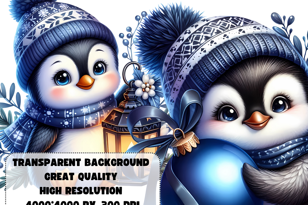 Winter penguin Christmas penguin, an Animal Illustration by AnetArtStore (Photo 4 of 7)