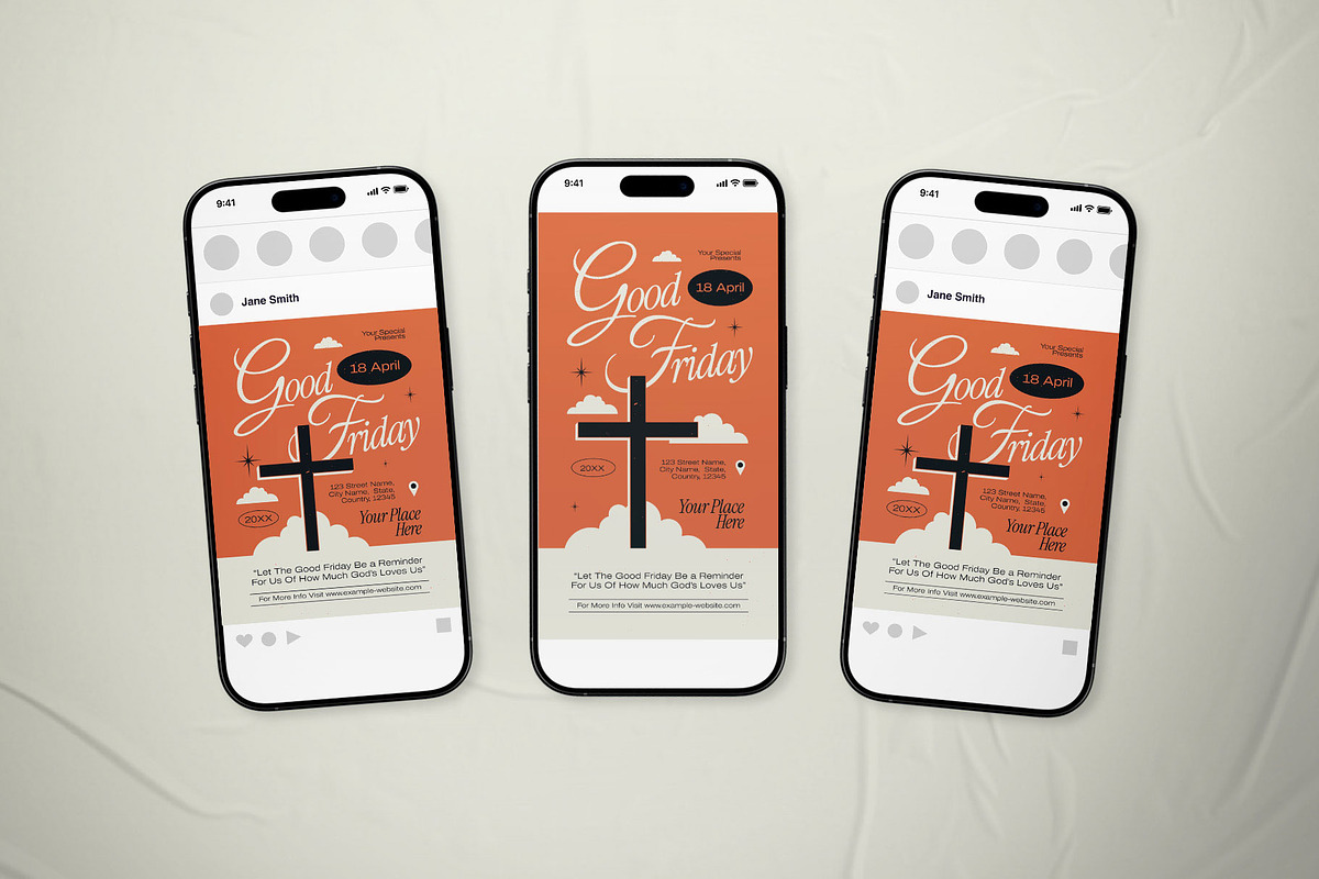 Orange Retro Good Friday Flyer Set, a Flyer Template by The Good Store (Photo 2 of 2)